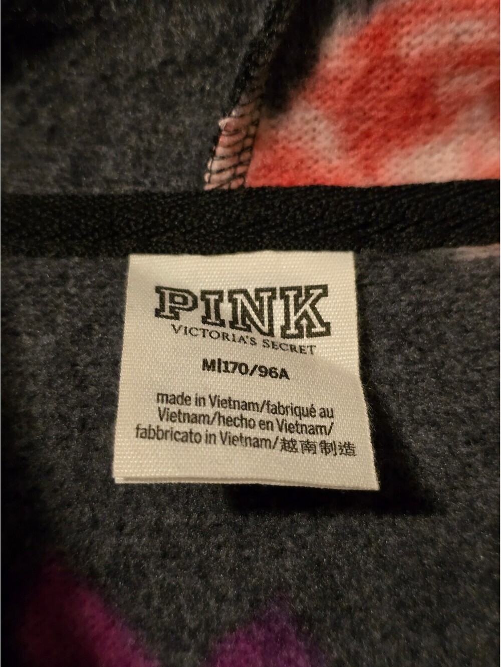 PINK Victoria's Secret Black Rose Floral Fleece Cropped Hoodie Size M - Picture 2 of 7